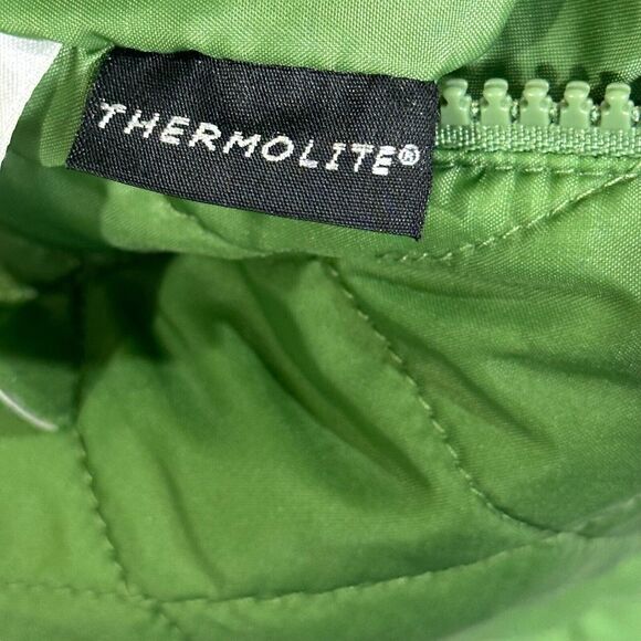 Lands End M Green Quilted Mockneck Jacket Lightweight Fall Thermolite Barn Chore - Picture 6 of 10